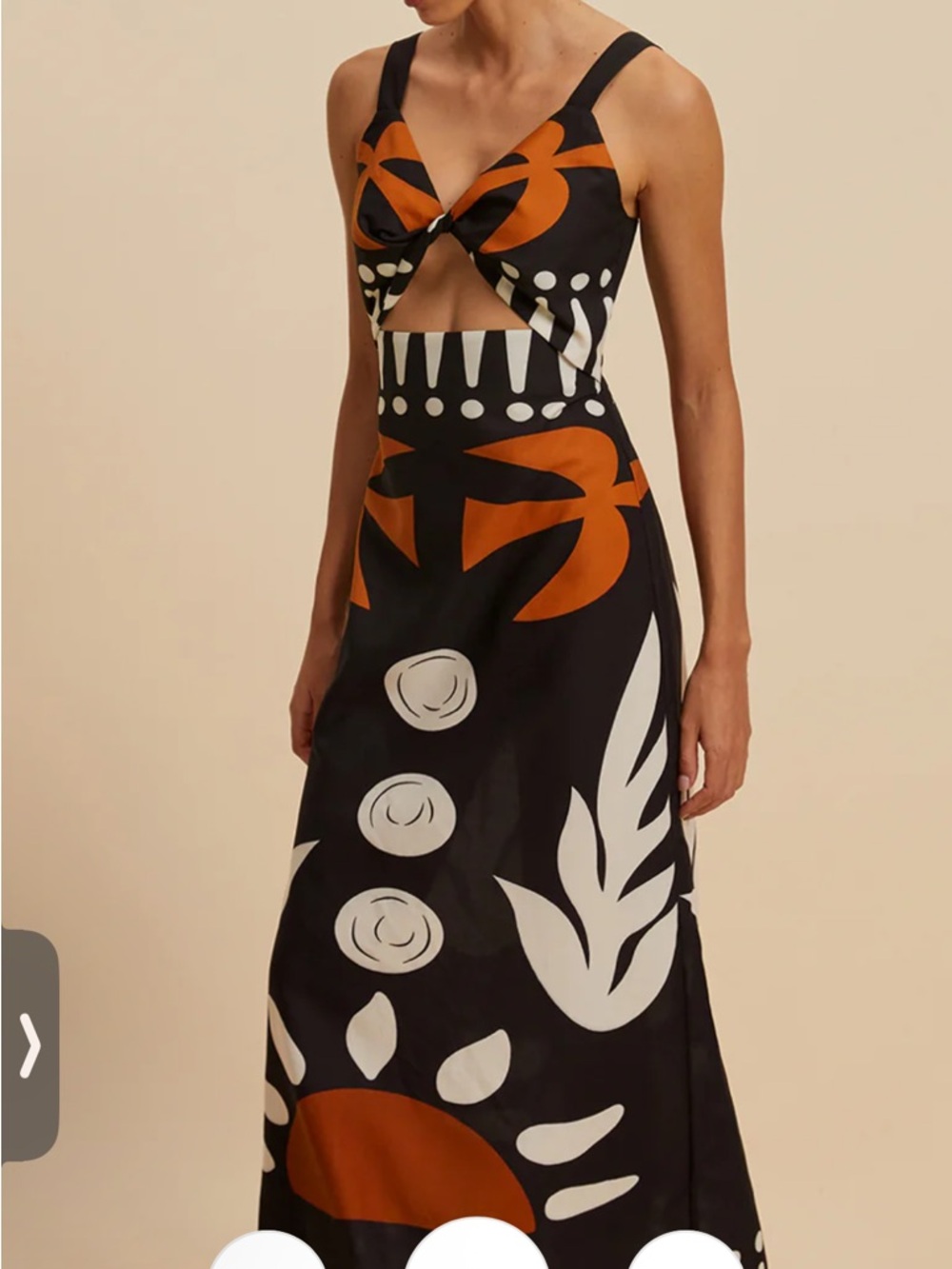 Commense Black Midi Dress with Orange and Cream Graphic Print - Picture 5 of 8